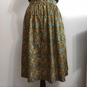 J. Crew Green and Gold Midi Skirt